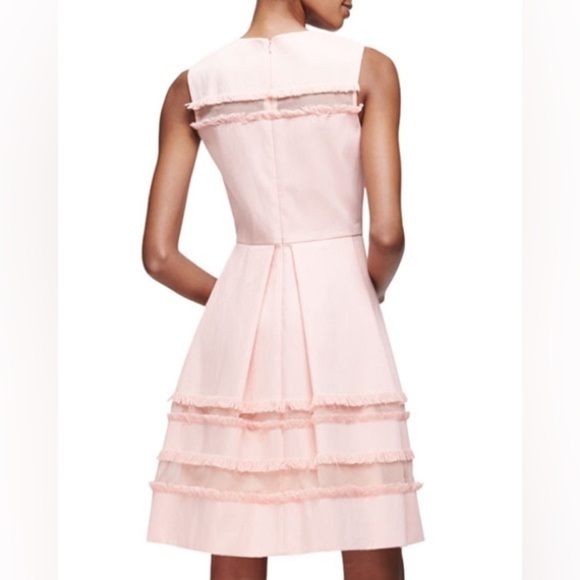 Lela Rose Blush Pink Grace Full-Skirt Fringe-Trim Mini Dress sz 4 - Picture 2 of 13